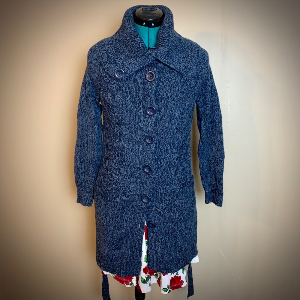 Blue Heather Knit Long Cardigan